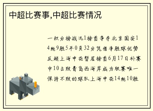 中超比赛事,中超比赛情况
